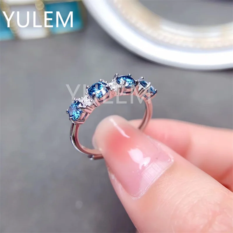 

Royal Blue Moissanite Ring for Women Birthday Gift 4MM Lab Diamond Real 925 Solid Sterling Sliver