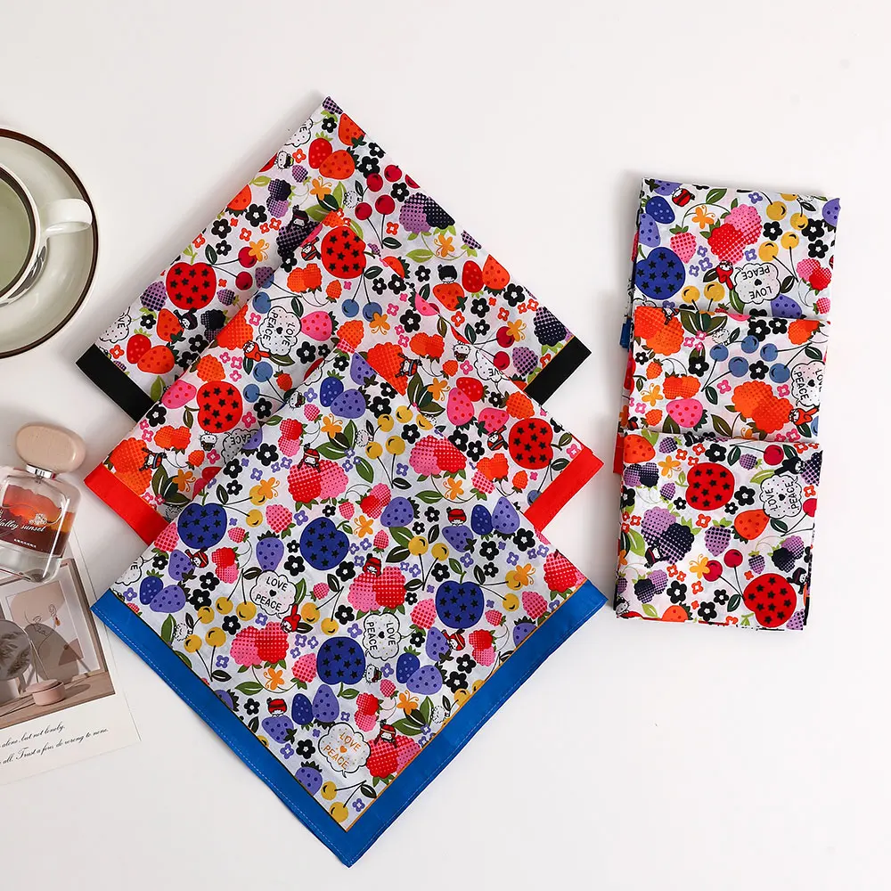Women's Pure Cotton Printed Handkerchief, Old-Fashioned Thin Soft and Comfortable Handkerchief, Flower Handkerchief, Wedding Souvenir Flap Pocket Pants Scarf
