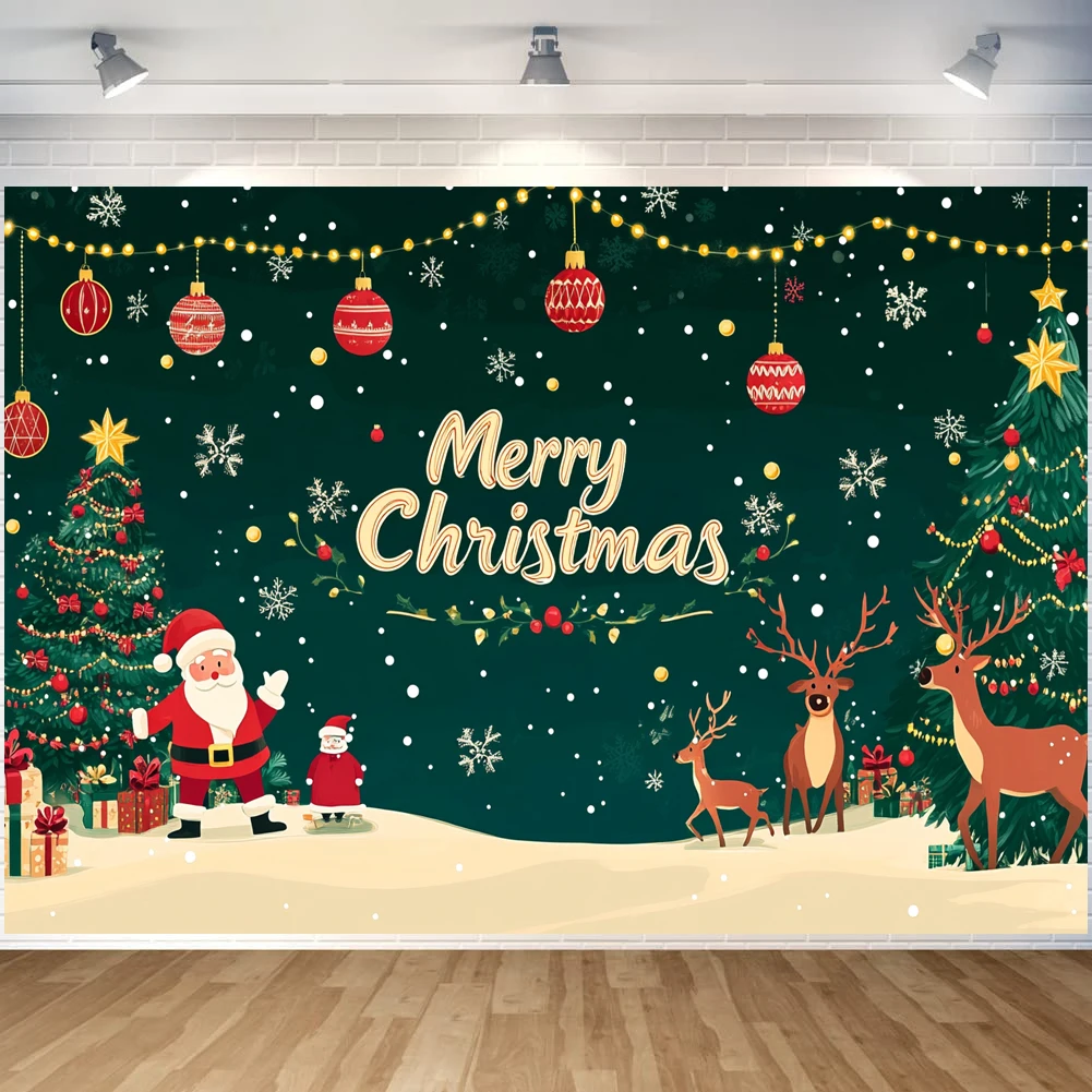 Merry Christmas Banner Home Decoratons 2024 Cristmas Party Decor Xmas Photography Background Props Happy New Year 2025 180*110cm