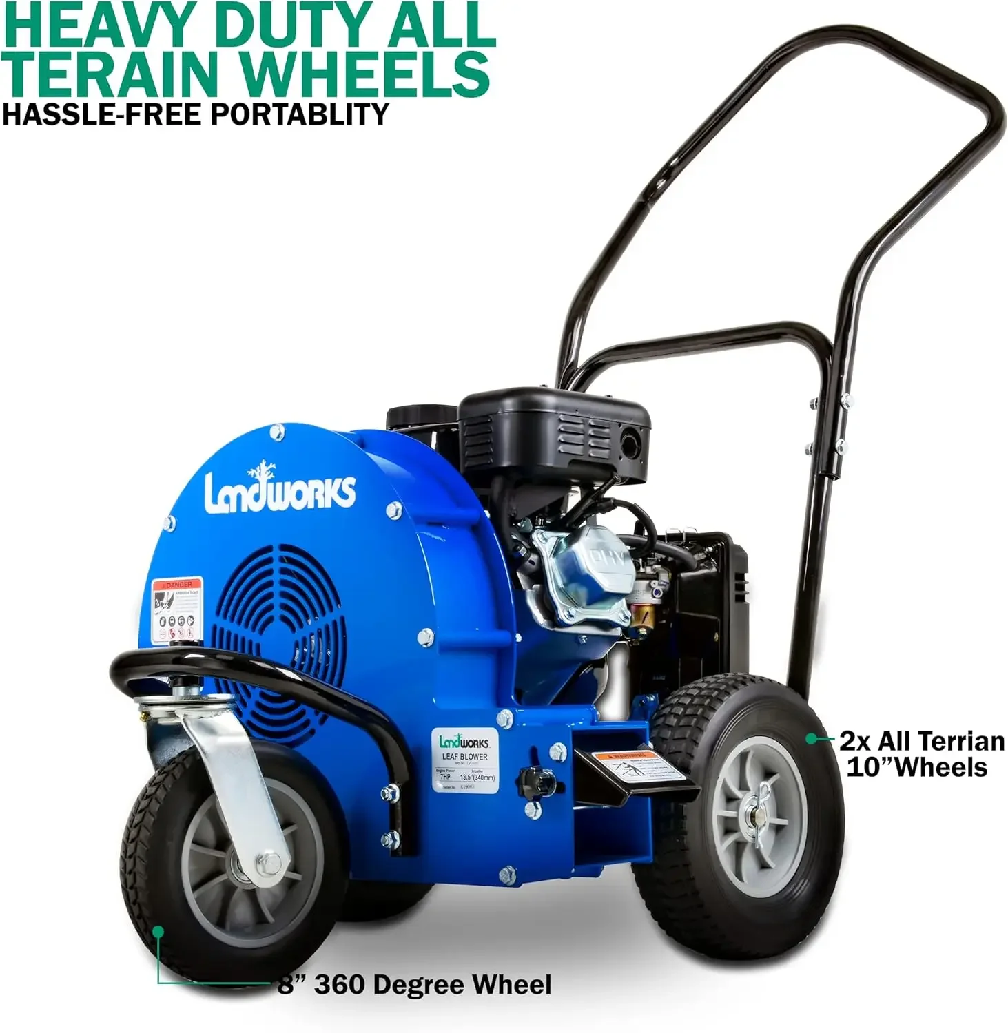 Leaf Blower Wheeled Walk Behind Jet Sweep Manual-Propelled Powerful 7HP 4 Stroke OHV Motor Output Wind Force of 200 MP