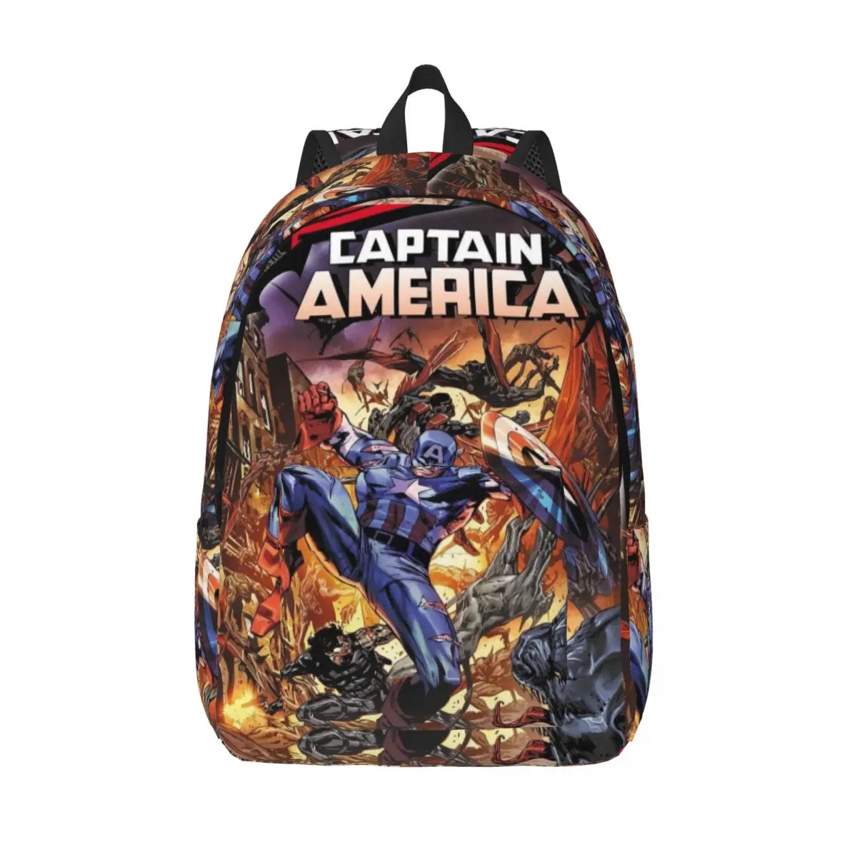 Custom Black Captain America Laptop Backpack Women Men Casual Bookbag for College School Students Bags