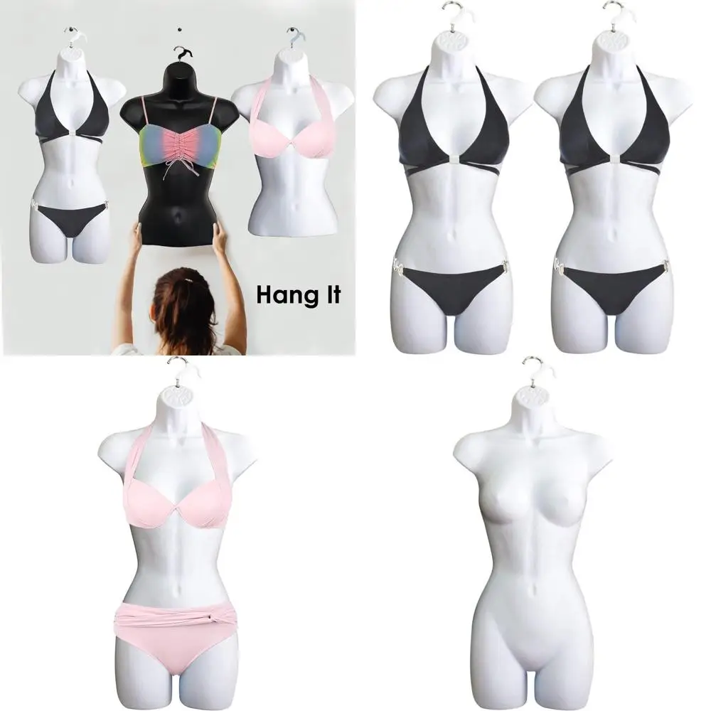 

Stackable Female Mannequin for S-M Clothing, White, Set of 2, with Hanging Hook and Counter Display Options