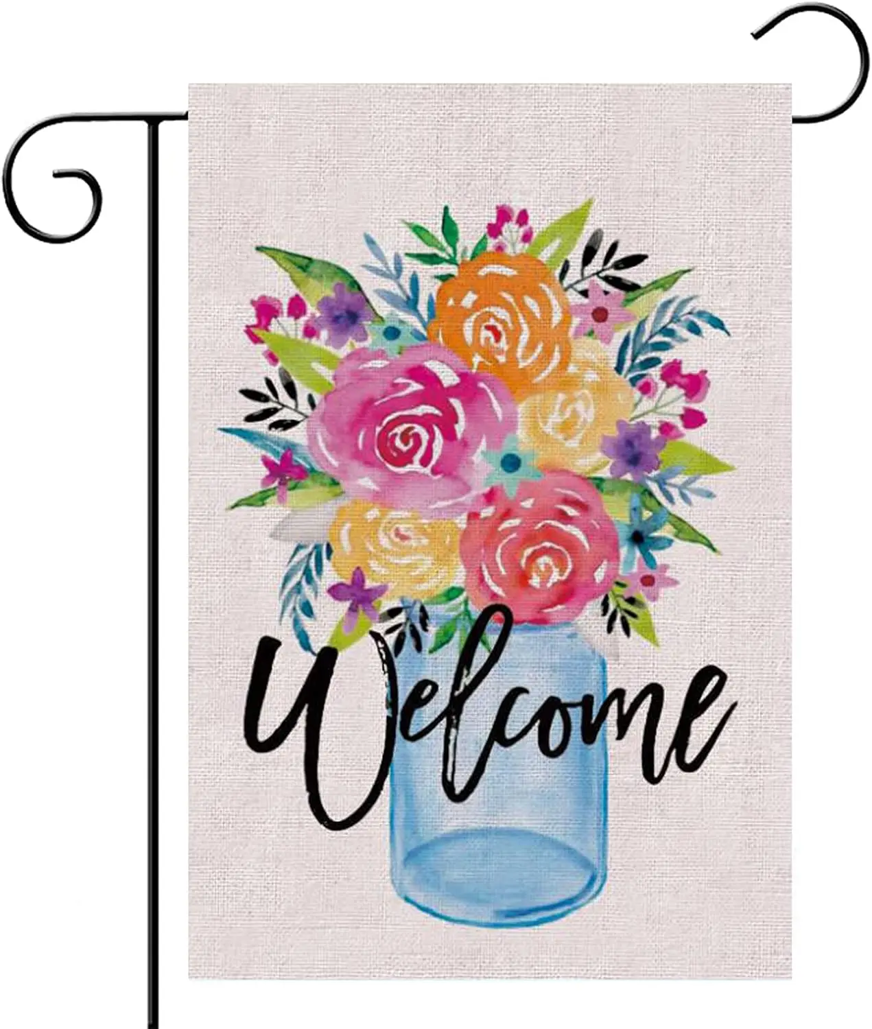 Flower Rose Garden Flag for outside 12x18 Double Sided Small Welcome Farmhouse Flower Floral Rose Burlap Yard Garden Decorat SSL