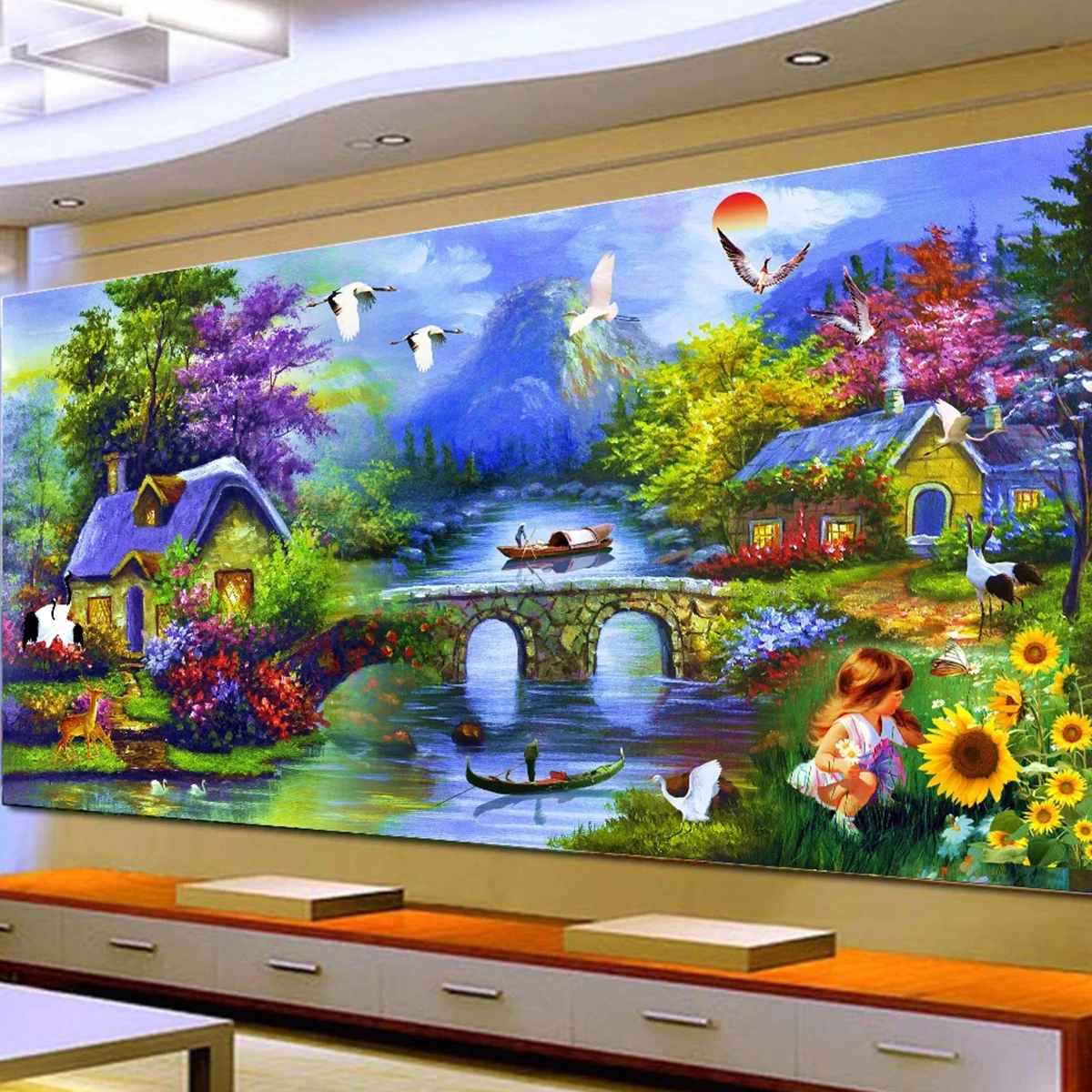 5D DIY Diamond Painting Landscape Cross Stitch Kits Full Square Round Diamond Mosaic Flower Large Size Embroidery Home Decor