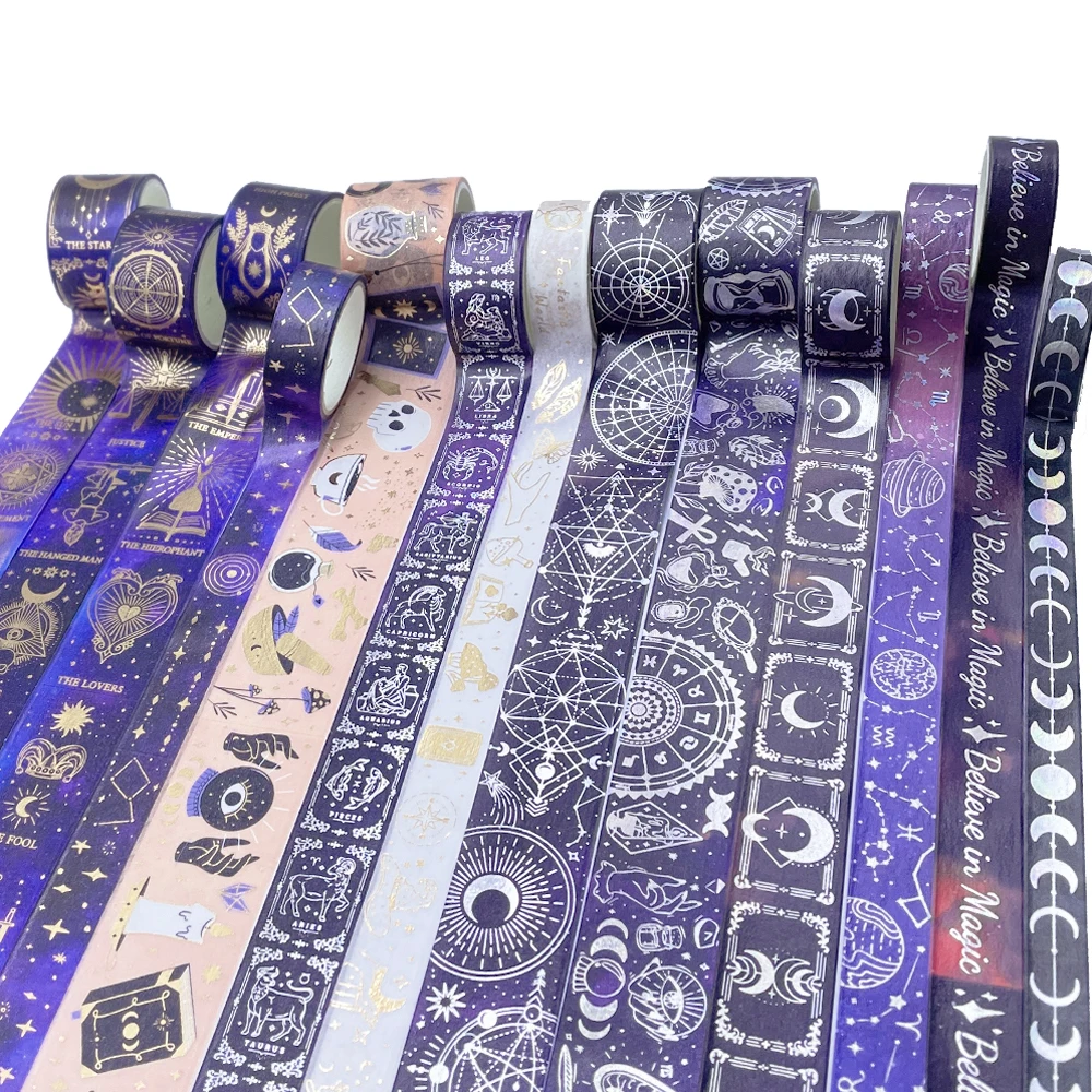 Mystery Universe Washi Tape Set Kawaii Purple Masking Tape Flower Fruit Decorative Tape Sticker Scrapbooking Journal Stationery