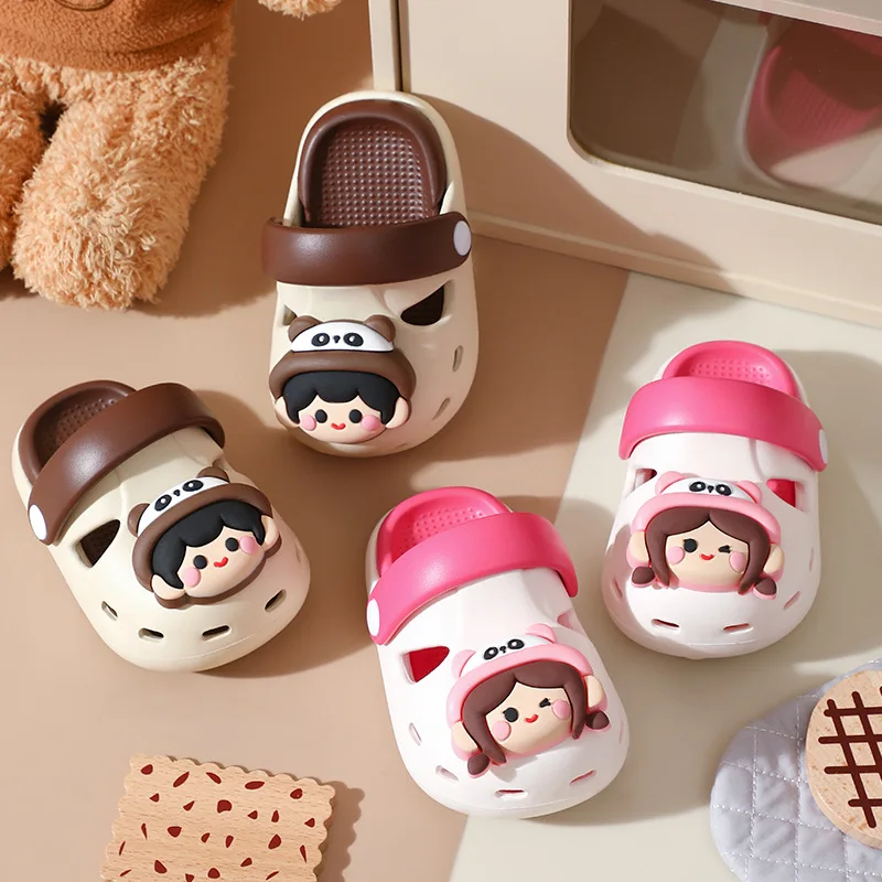 

Новые летние детские повседневные сандалии 2026 года: мультяшные туфли для девочек и мальчиков, с мягкой нескользящей подошвой, синие и розовые