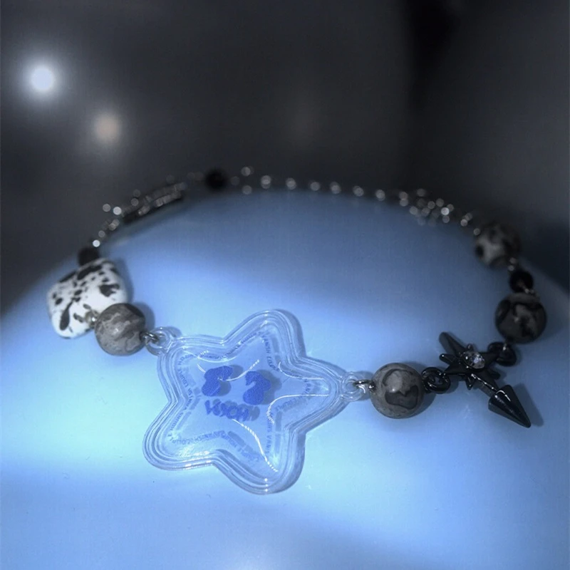 Punk Hip-hop Bubble Star PVC Necklace Cactus Lucky Star Multi-element Splicing Sweater Chain Bracelet Men and Women Jewelry Gift image 5