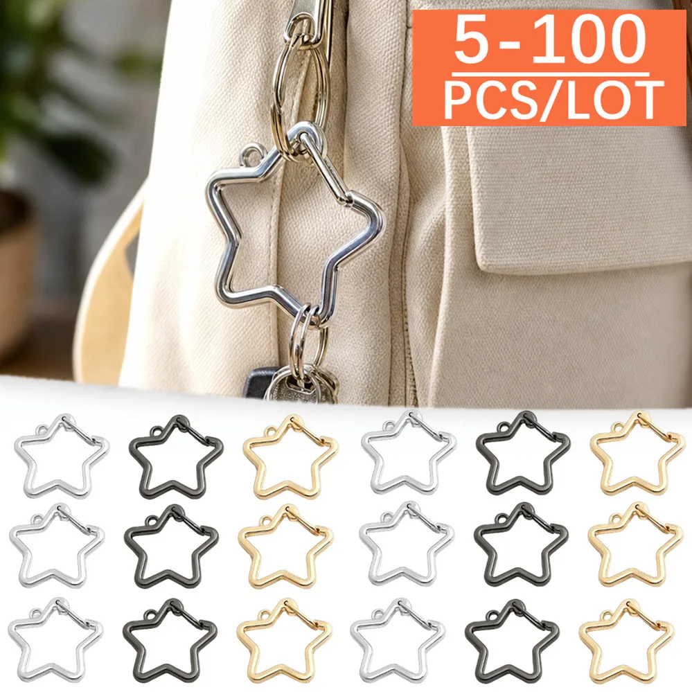 5/20/100Pcs Star Shape Metal Lobster Clasp Hooks Key Rings Connectors for Keychain Crafts Jewelry Making Findings Accessories