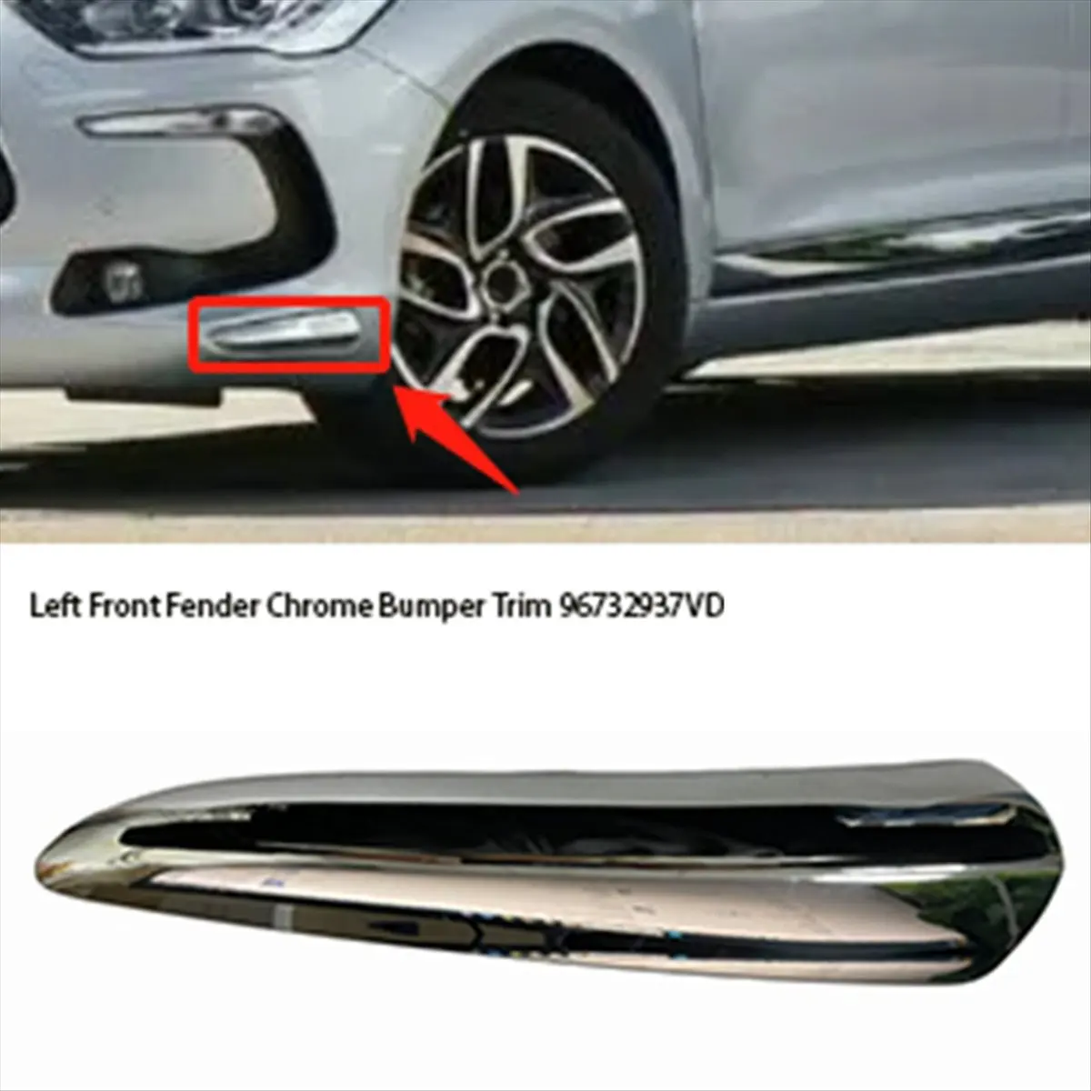 

#27I Automotive Parts & Accessories,Right Front Fender Chrome Bumper Trim (Silver)
