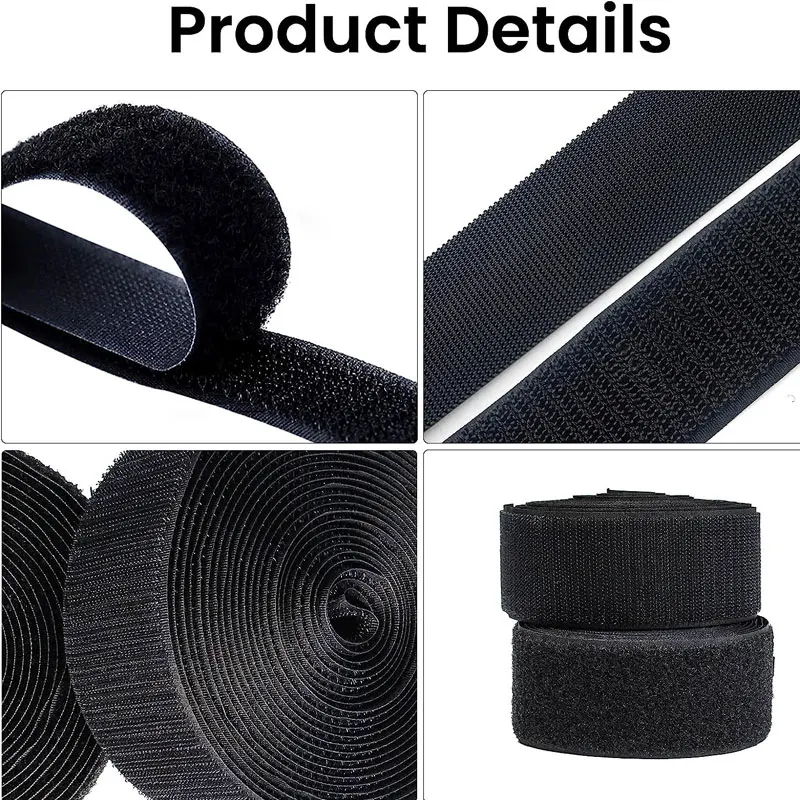 16/20/25/30/38mm 16.4ft Sew on Hook and Loop Tape Non-Adhesive Fastening Tape Nylon Strips Fabric Sewing DIY Crafts Magic Tape