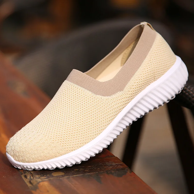 STRONGSHEN Women Sock Shoes Vulcanized Slip On Mesh Sneakers Women Flat Vulcanize Shoes