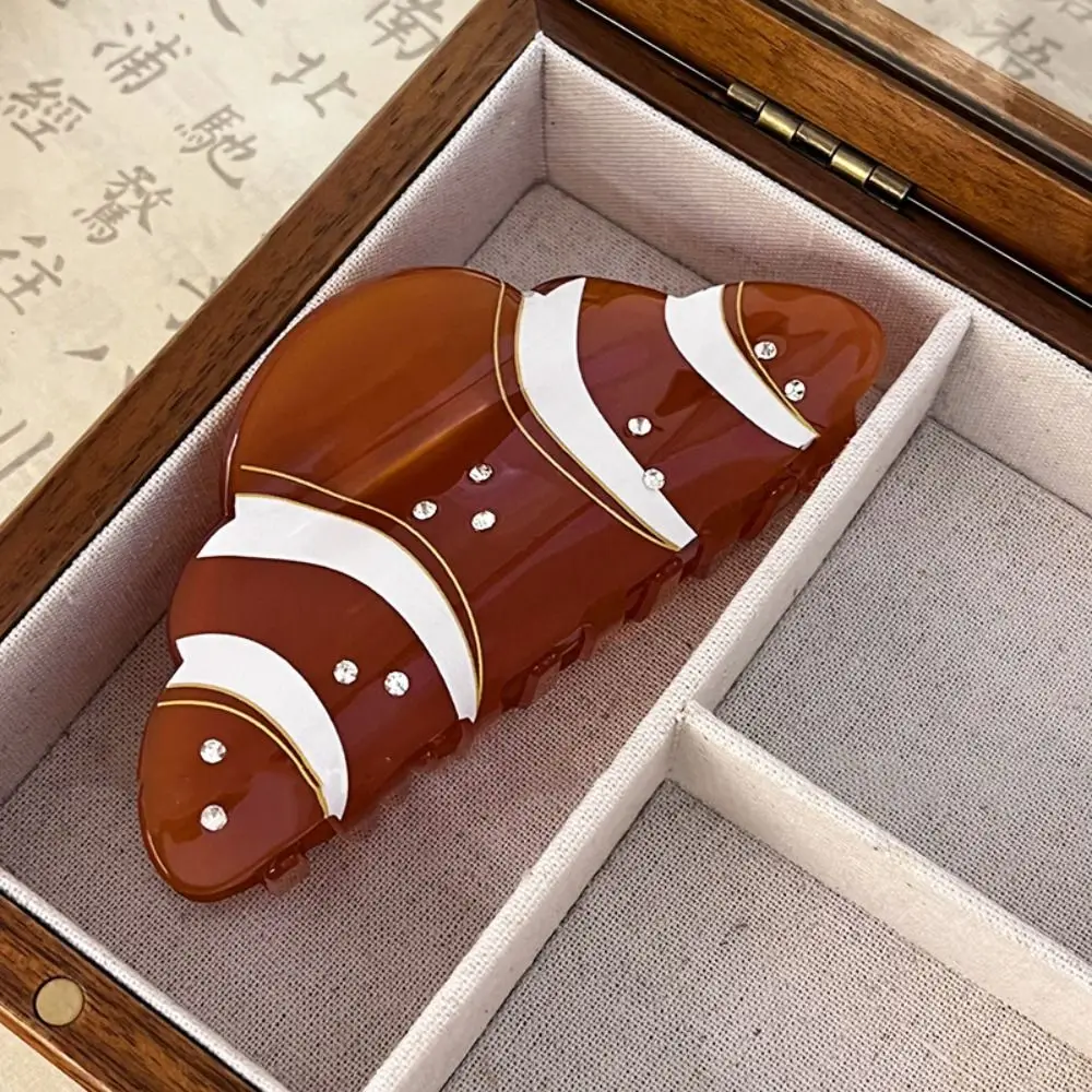 

Korean Style Croissant Hair Claw Funny Headwear French Diamond Crab Clip Coffee Kawaii Acetic Acid Shark Clip Hair Accessories