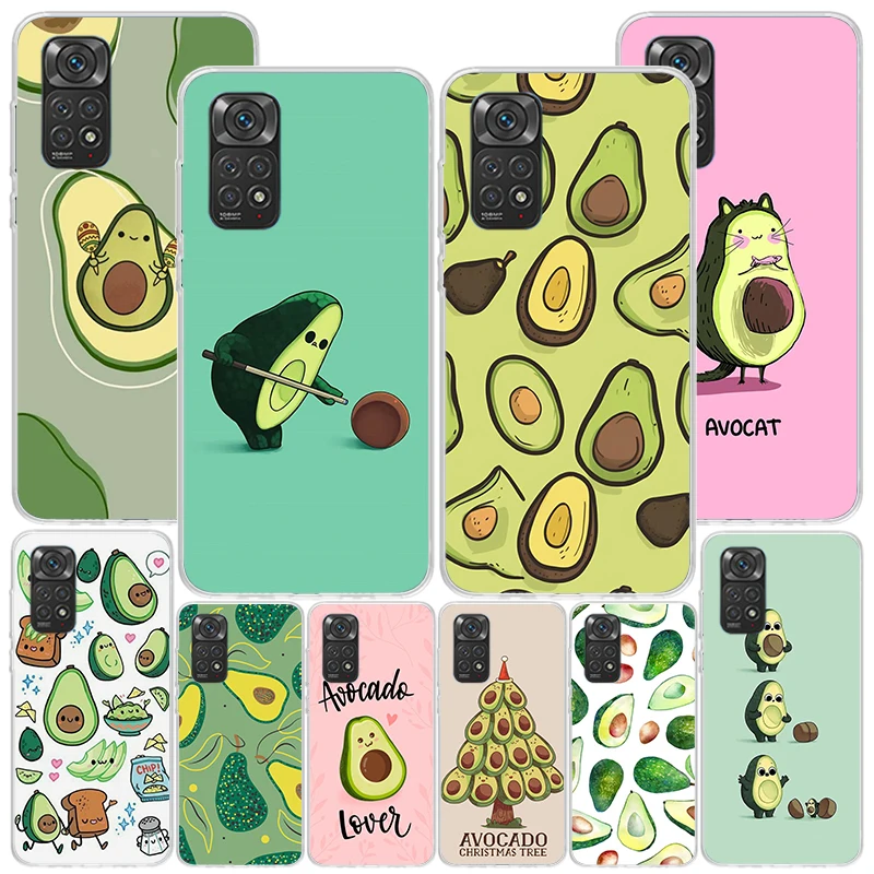 Cartoon Fruit Avocado Phnoe Case for Xiaomi Redmi Note 12 11S 11E 11 10S 10 Pro Plus 9 9S 11T 9T 8 8T 7 Global Unique Cover Coqu