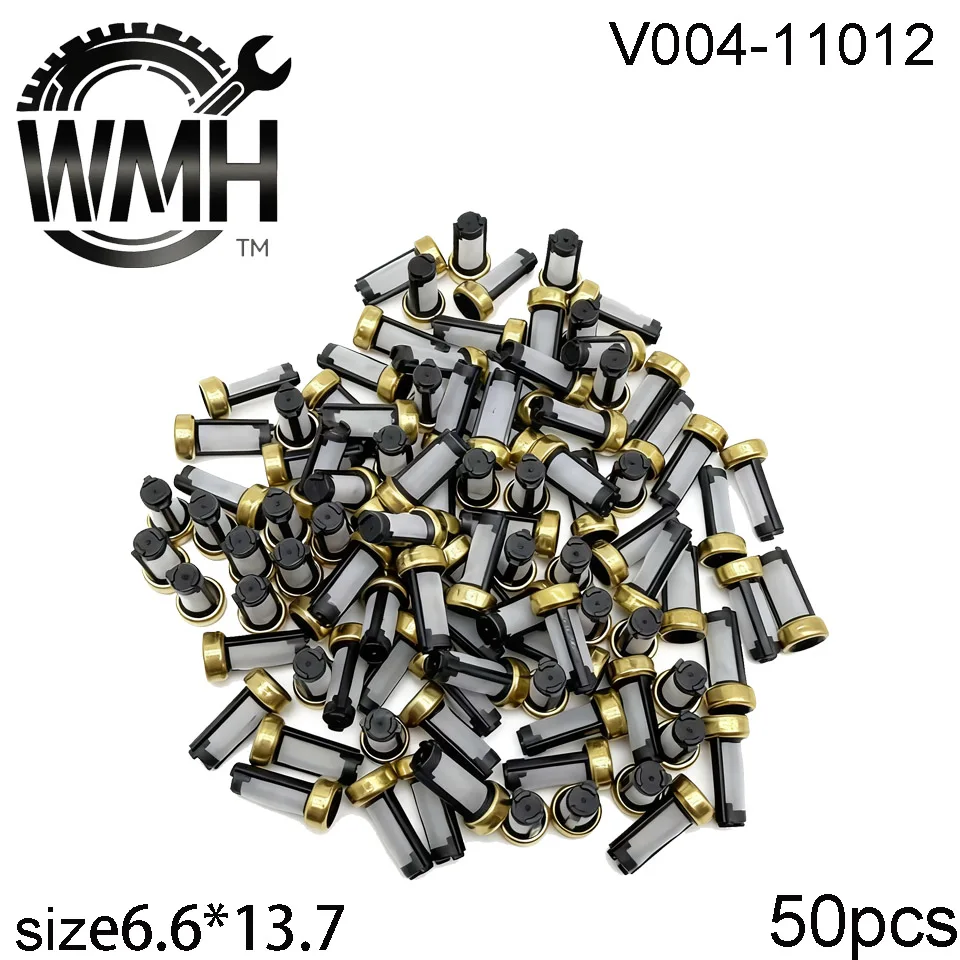 50 Uds accesorios de coche Kit de servicio de inyector de combustible Universal Micro filtro 11012 para Marelli 6,6*2,8*13,7mm