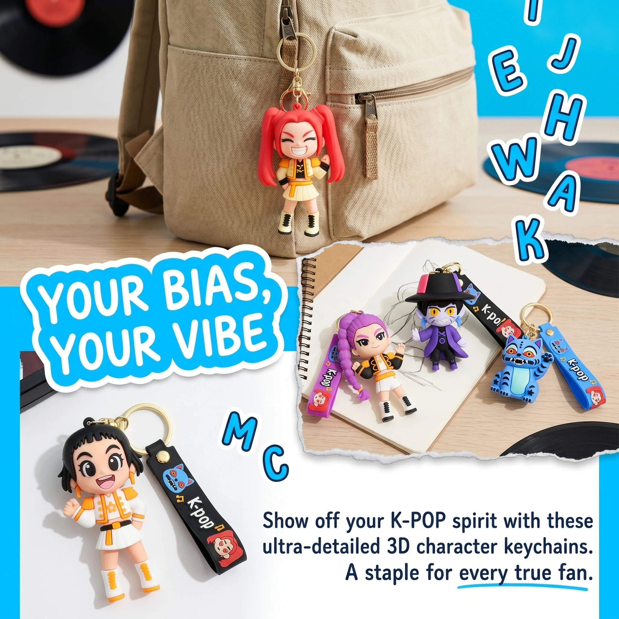 Image of Heiße Anime-Film Kpop Huntriix Schlüsselanhänger Rumi Mira Zoey Schlüsselring Cartoon-Figur Autoschlüsselanhänger Zubehör Kleines Geschenk Großhandel