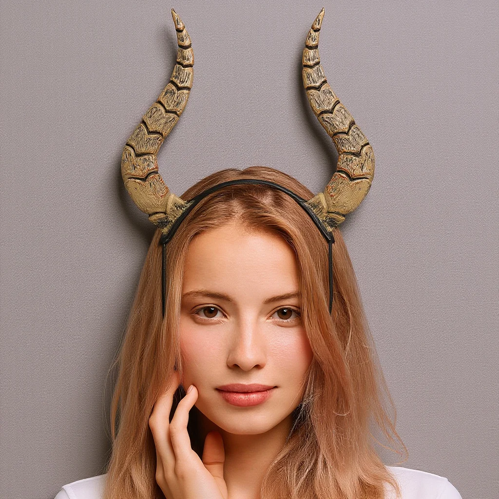 スタイリッシュな黒角の頭飾り 女性用 ハロウィン コスプレ パーティー 悪魔の角 ヘッドドレス ダンス フェスティバル 動物 アンテロープ コスチューム バンド