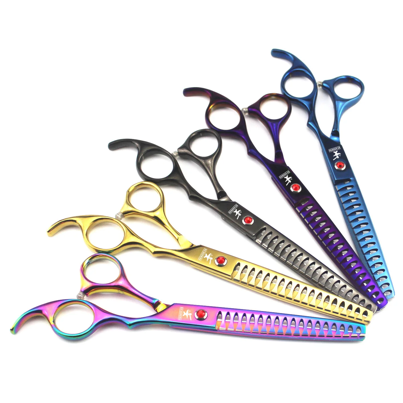 

XUANFENG 7 inch hair scissors with multiple colors 440C steel hairdresser thinning scissors, suitable for pet scissors