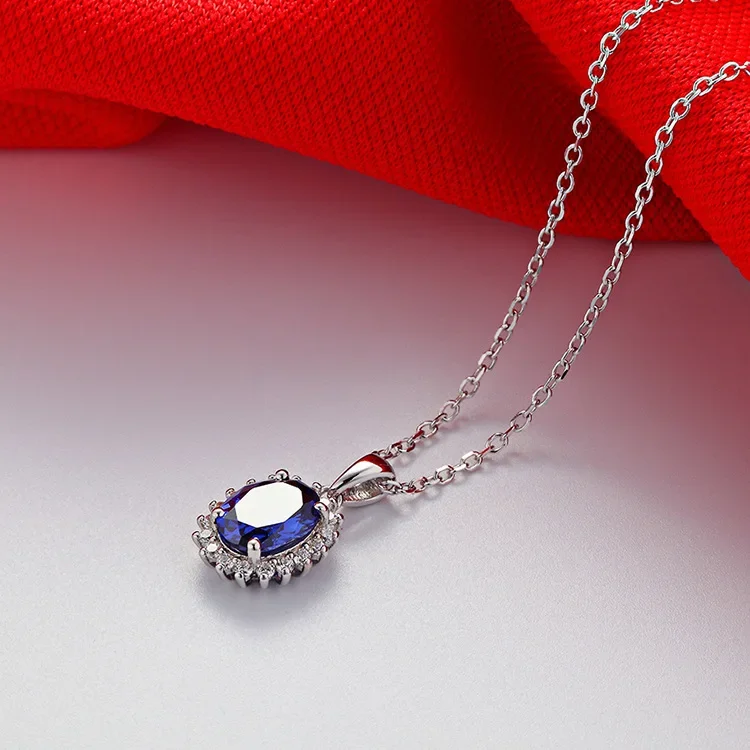 Solid 14K White Gold AU585 Platinum PT950 Gemstone Pendant Necklace Women Necklace Birthday Gift