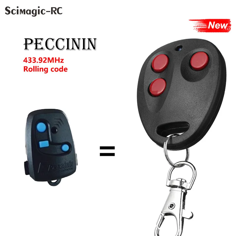 Remote Control Peccinin Garage Control Transmitter 433.92MHz Rolling Code PECCININ Gate Door Command Replacement