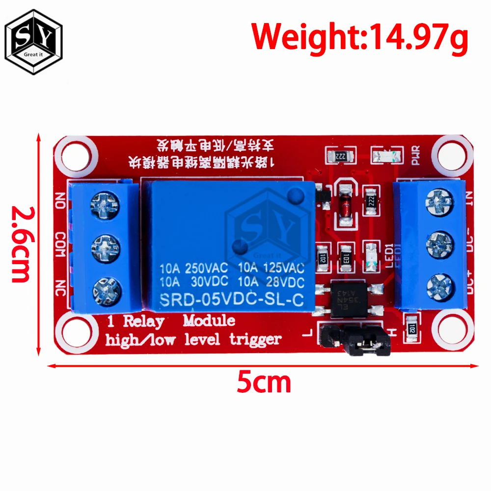 1PCS 1 2 4 8 Channel 12v 5V Relay Module Board Shield with Optocoupler Support High and Low Level Trigger for Arduino  red