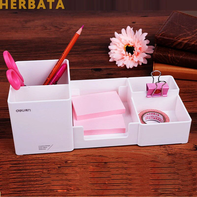 Pen holder desk new fashion multi-function Korean desk storage box office supplies stationery pen box plastic pens holder set