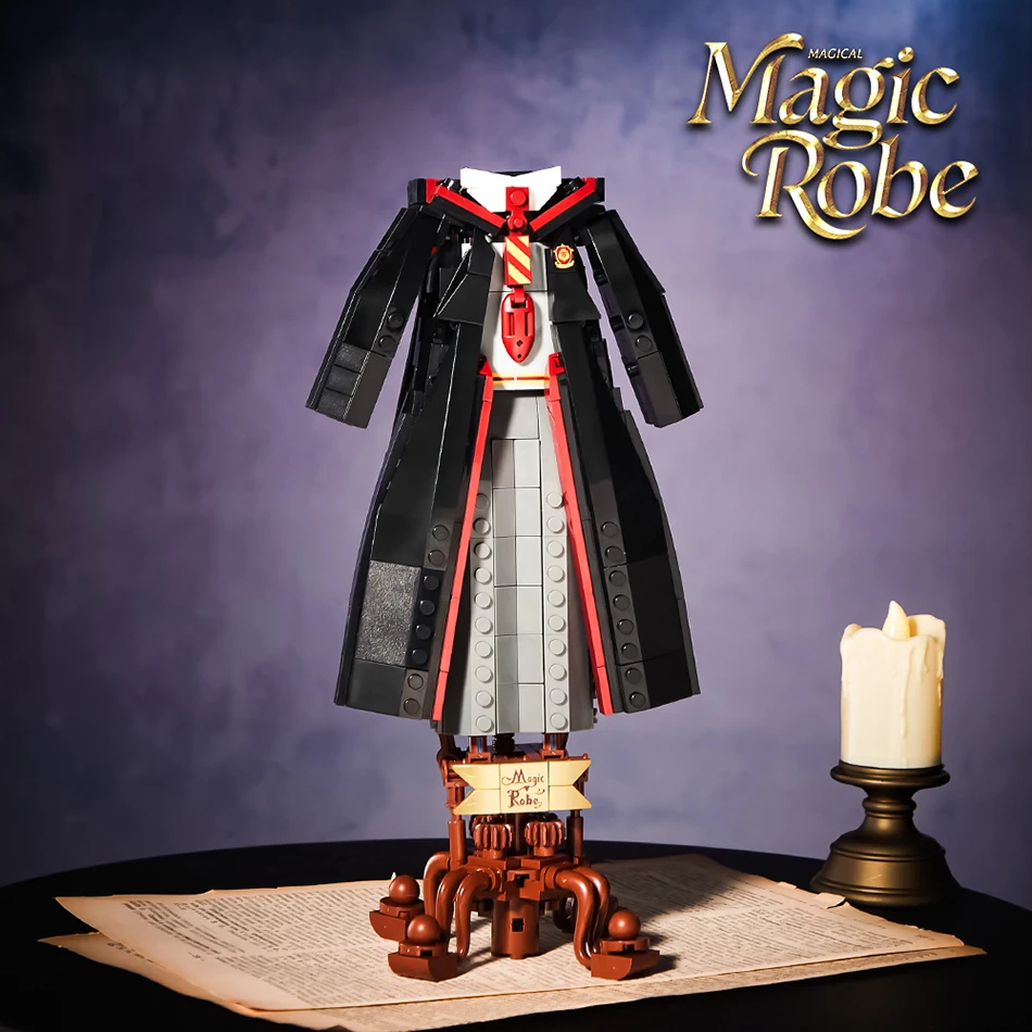 MOC أكاديمية سحرية موحدة رداء التمرير نموذج اللبنات الساحر الموظفين الأسلحة الحلي تجميع الطوب لعب للأطفال الهدايا