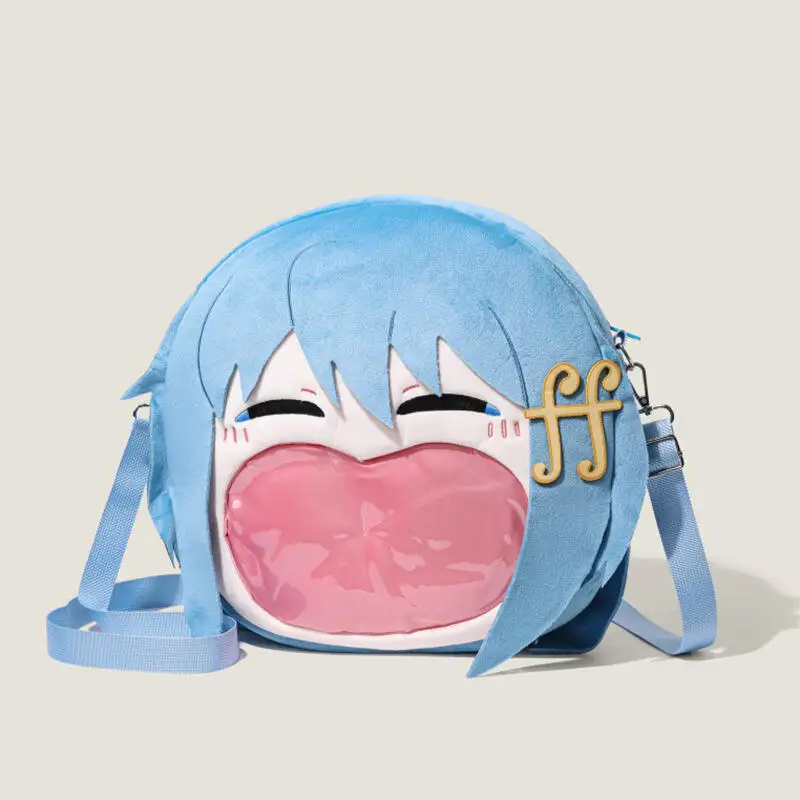 35Cm Puella Magi Madoka Magica Miki Sayaka Facial Embroidery Plush Zipper Backpack Adjustable Straps Traveling Use Holiday Gifts