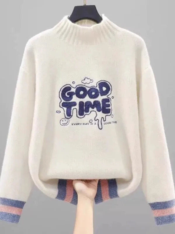 Autumn Winter New Sle f High Collar Sweater Women's Winter Inner Wear Overhead Base irt for High School And Junior Hig...