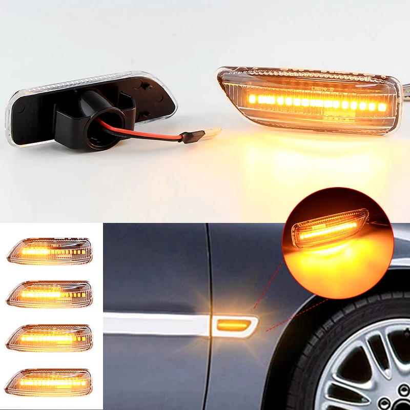 OEM # 30722641 34432641 Dynamic LED Amber Side Marker Blinker Turn Signal Light For Volvo S60 V70 XC90 S80 XC70 1998-2007