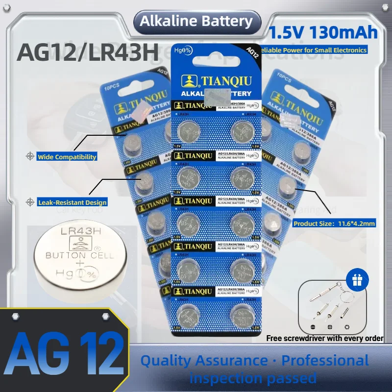 

New Original AG12 130mAh Watch Battery 1.5V LR43 G12A 1176A RW84 V12GA Alkaline Button Coin Cell Batteries for Blood Glucose