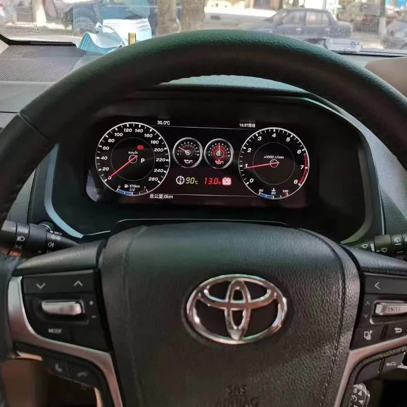 Tela do painel do velocímetro do instrumento do cluster digital LCD de 12,3 polegadas para Prado 2004-2023 Linux OS TPMS