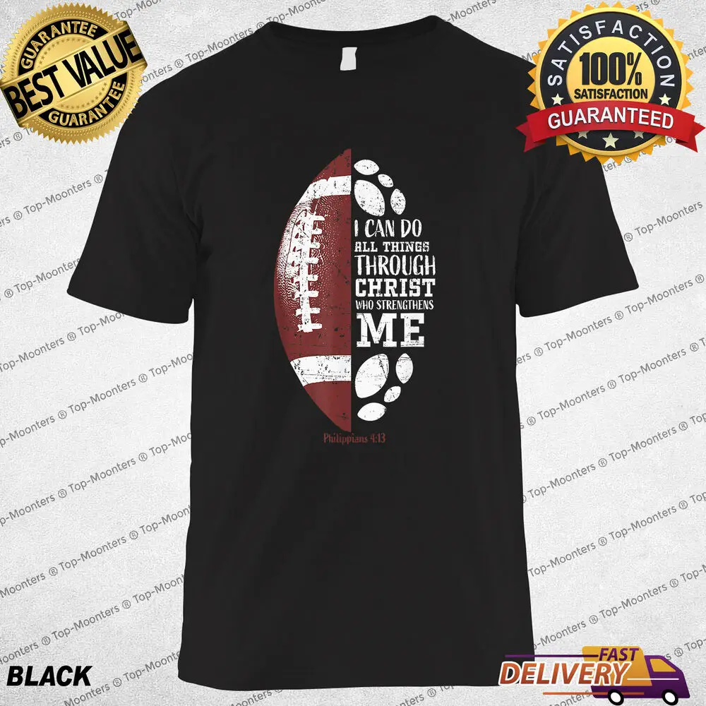 Christian Football Gifts Teen Boys Men Religious Verse T-Shirt, Tee Gift