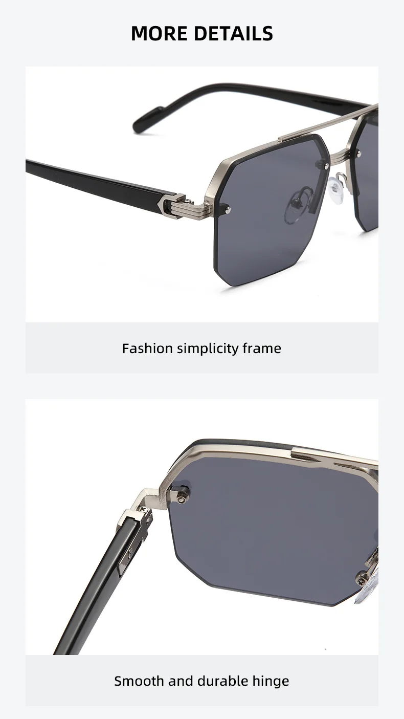Piloten-Sonnenbrille für Herren, flache Oberseite, halber Rahmen, UV400-Sonnenbrille, klassisch, für Reisen, lässig, Vintage-Sonnenbrille – Detail 3