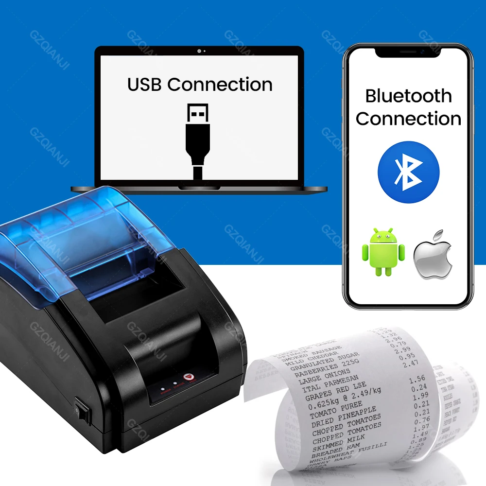 Desktop 58MM POS USB Cashier Thermal Receipt Bill Printer High Speed Printing Restaurant Sales Kitchen Support Windows System