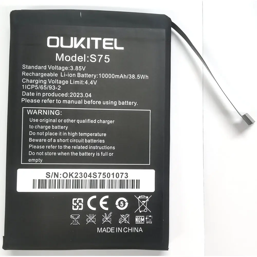 Новая сменная батарея S75 для прочного водонепроницаемого смартфона OUKITEL WP6 IP68, MT6771T, восьмиядерный процессор 1ICP5/65/93-2
