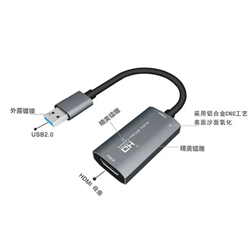 A02R! بطاقة التقاط الفيديو USB 3.0 HD بطاقة التقاط الصوت والفيديو 4K 60FPS لعبة في الوقت الحقيقي جهاز التقاط مسجل الفيديو