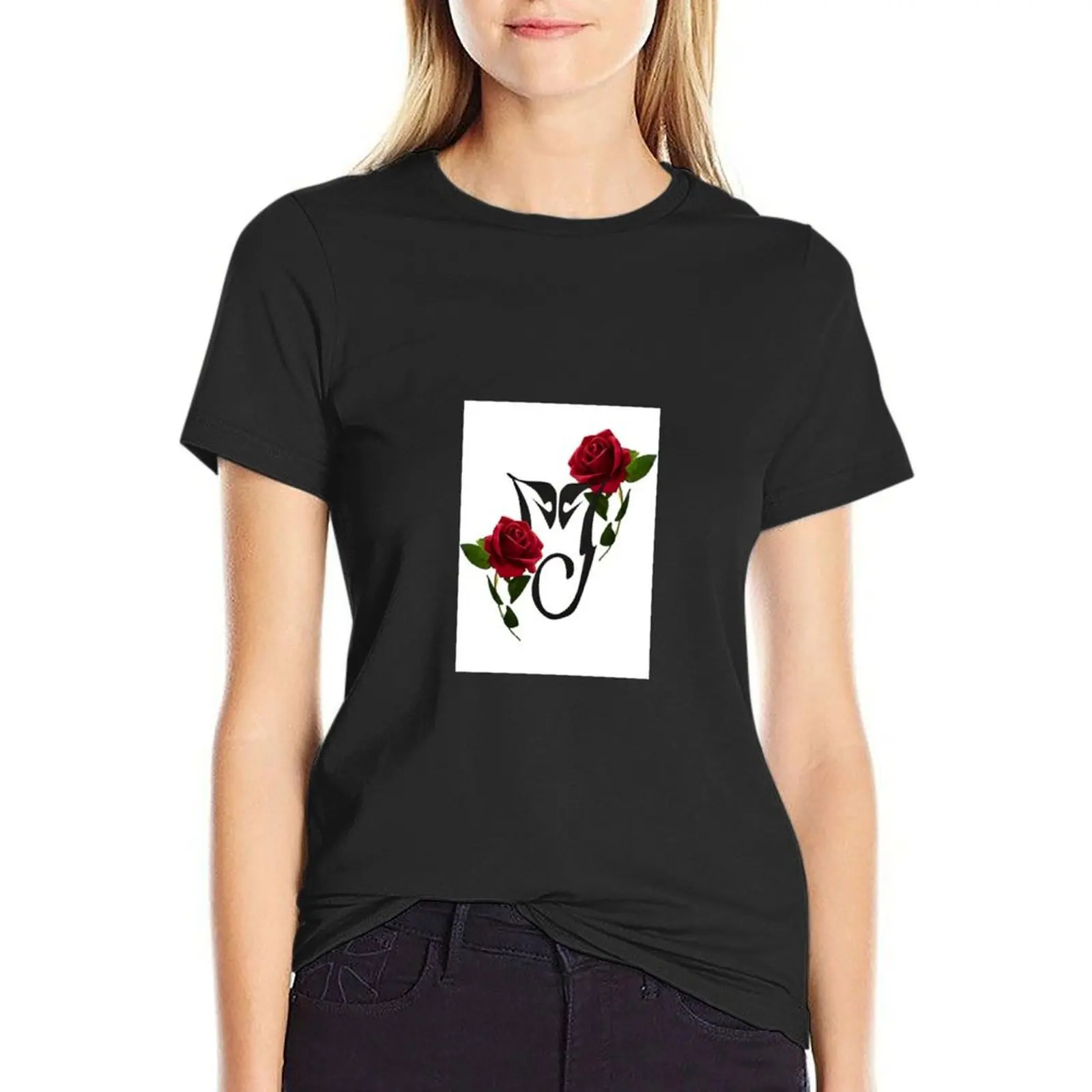 

DOUBLE ROSE MJ LOGO - IDEAL FOR BLACK CLOTHING T-shirt cute clothes female kawaii clothes graphic t-shirts for Women