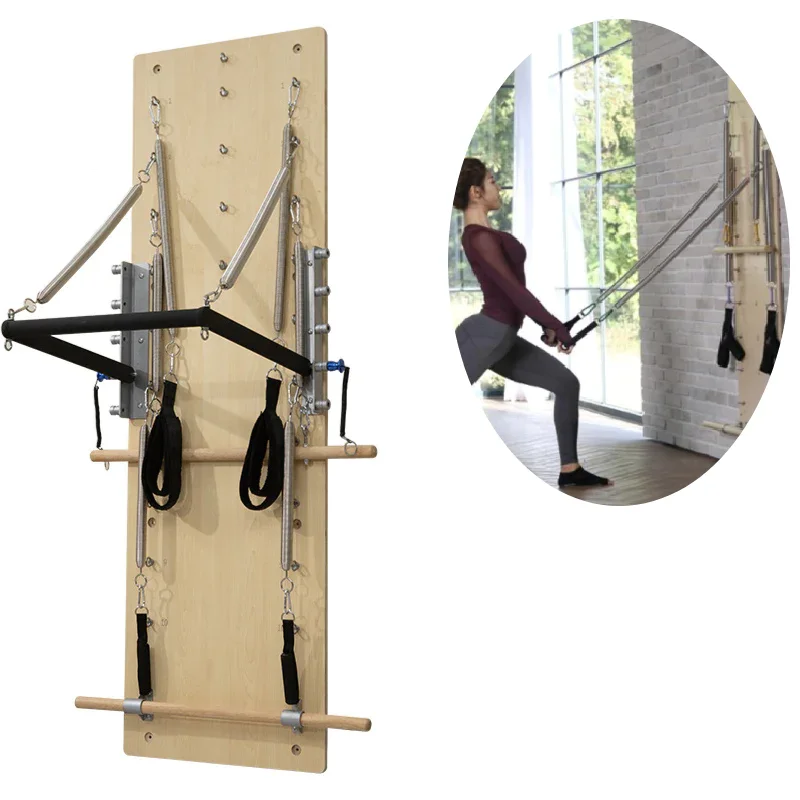  Pilates Springboard Wooden Equipment Pilates Wall Board Yoga Nickel Plating Music Wire Steel Tension Spring Set