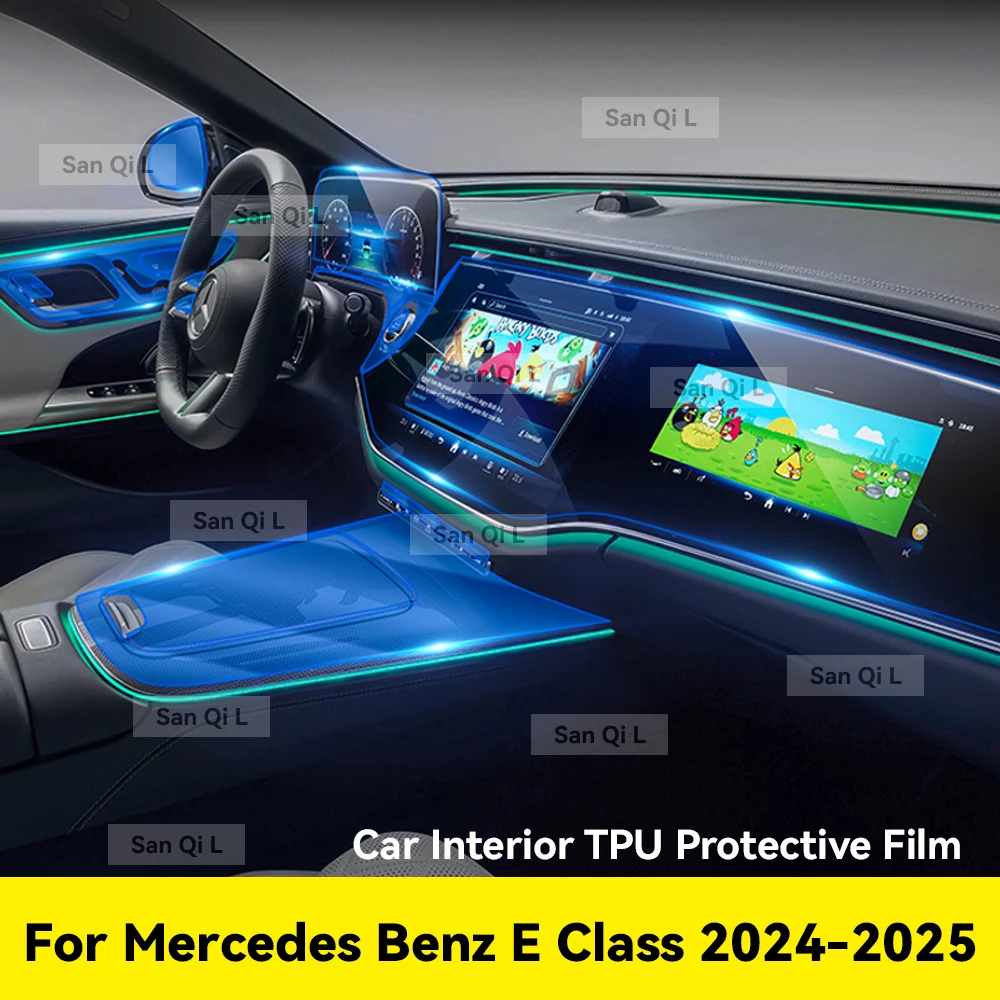 

Прозрачная пленка из ТПУ для Mercedes Benz E Class 2024, наклейка для салона автомобиля, центральная консоль, шестерня, навигация, приборная панель, оконная панель