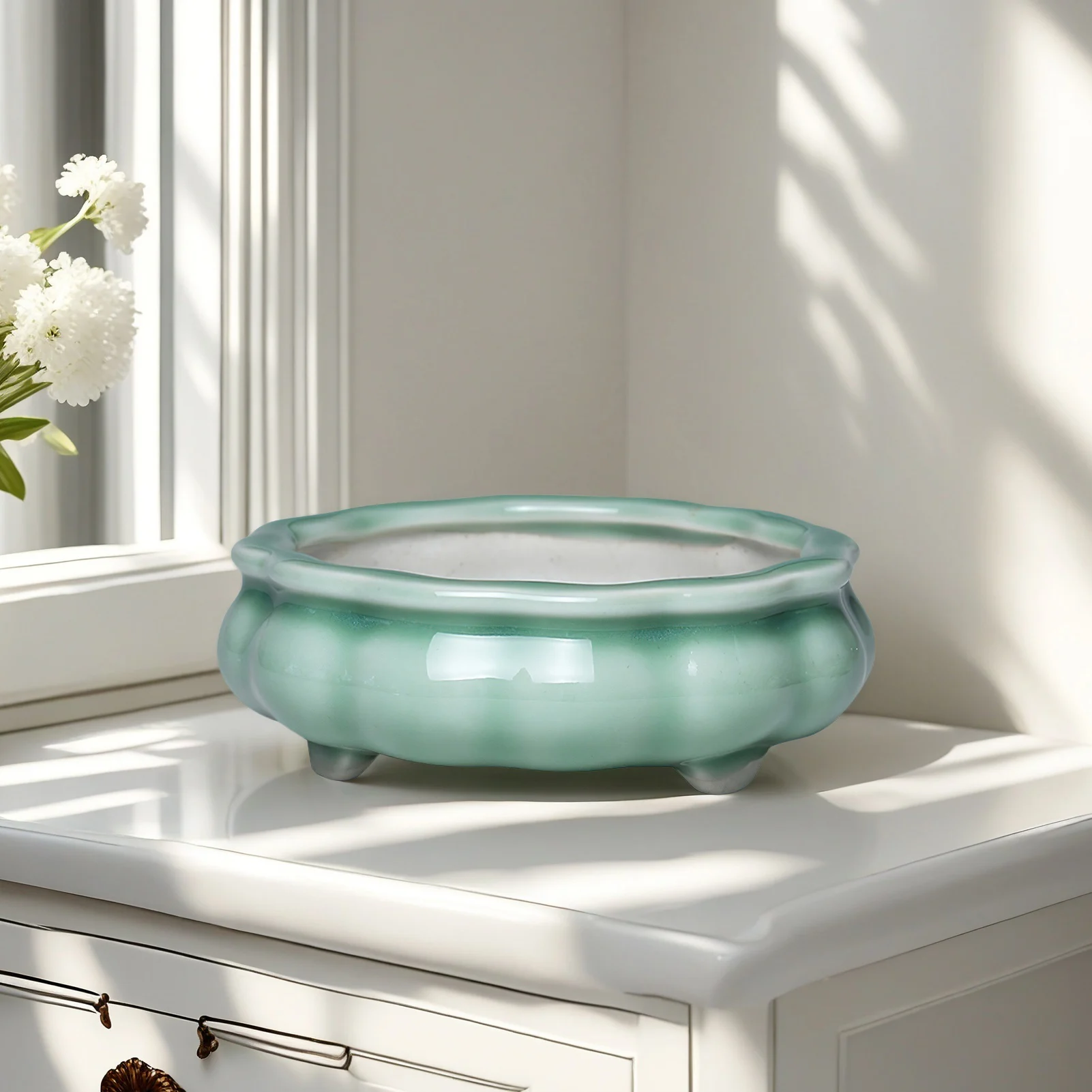 

Home Ceramic Garden Planter Pots with Vent Design Easy to for Windowsills Shelves Gardens and Patios