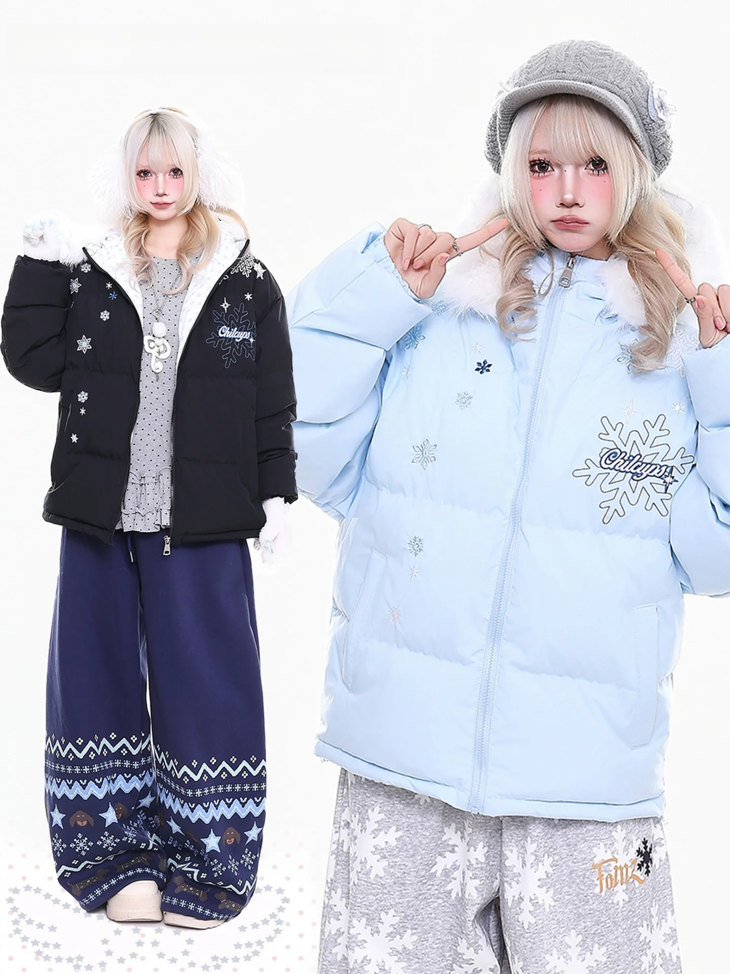 

Женское зимнее хлопковое пальто с капюшоном Thiened, пальто с меховым воротником и снежинками, свободная посадка из полиэстера