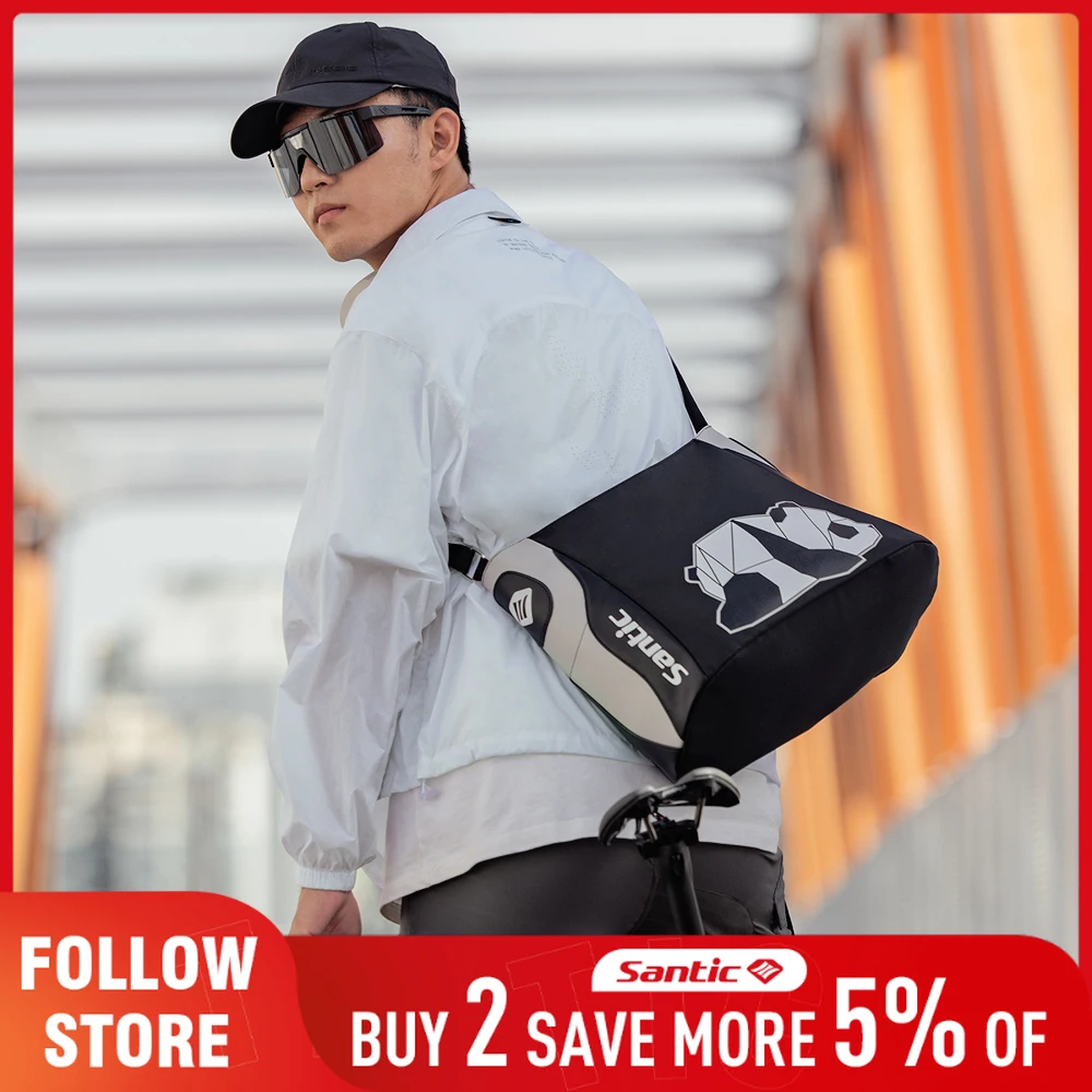 

Спортивная сумка через плечо Santic для велоспорта, с милым принтом панды, из искусственной кожи, унисекс, для мужчин и женщин, с регулируемым ремнем, сумка-слинг