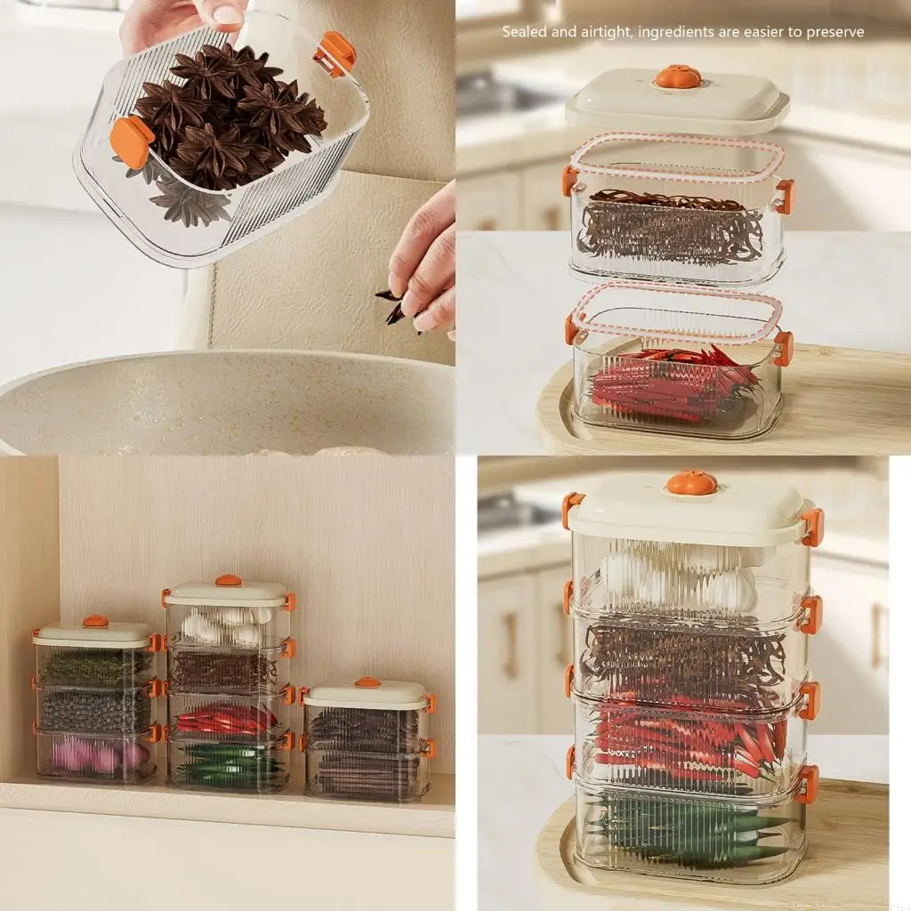   Multipurpose Kitchen Storage Boxes Tidying Stacking Air Tight Seal