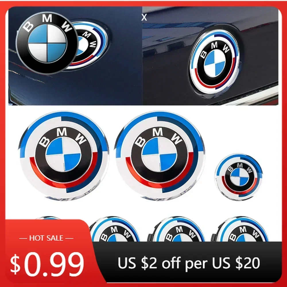 

Наклейки-эмблемы для автомобиля BMW, 7 шт., 50-летие компании, 82 мм, 74 мм, 68 мм, для переднего капота и багажника, аксессуары для авто