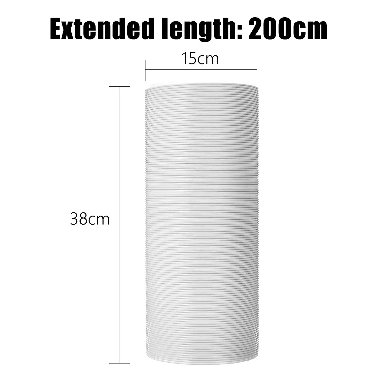 ท่อระบายไอเสียแบบพกพาขนาดเส้นผ่าศูนย์กลาง15ซม., ท่อระบายไอเสียแบบยืดหยุ่นอเนกประสงค์ท่อระบายหน้าต่างเครื่องปรับอากาศมือถือยาว2เมตร15ซม.