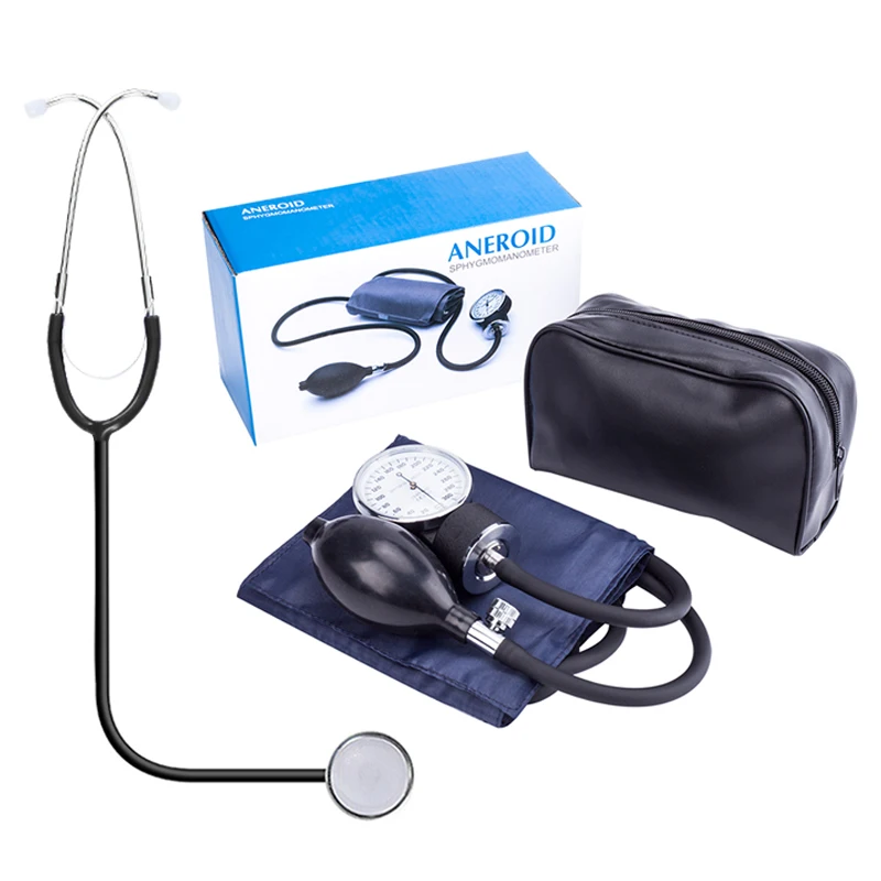 

Manual Blood Pressure Monitor BP Aneroid Baumanometer Stethoscope Upper Arm Sphygmomanometer with Zipper Bag for Adult Cuff Home