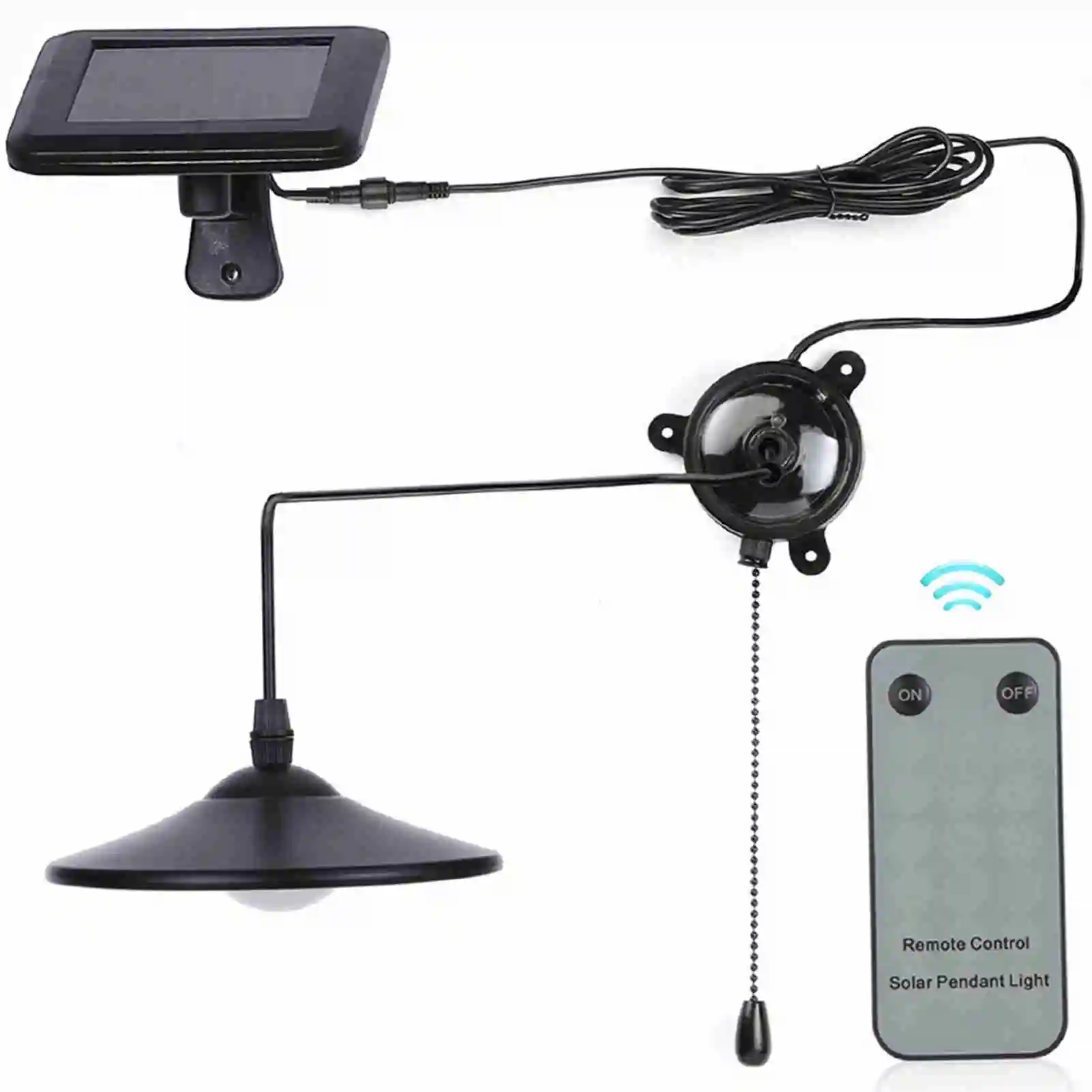 

3W Solar Pendant Light 2 Control Modes 8 LED Solar Shed Light with Remote Control and Pull Cord Switch for Indoor Outdoor