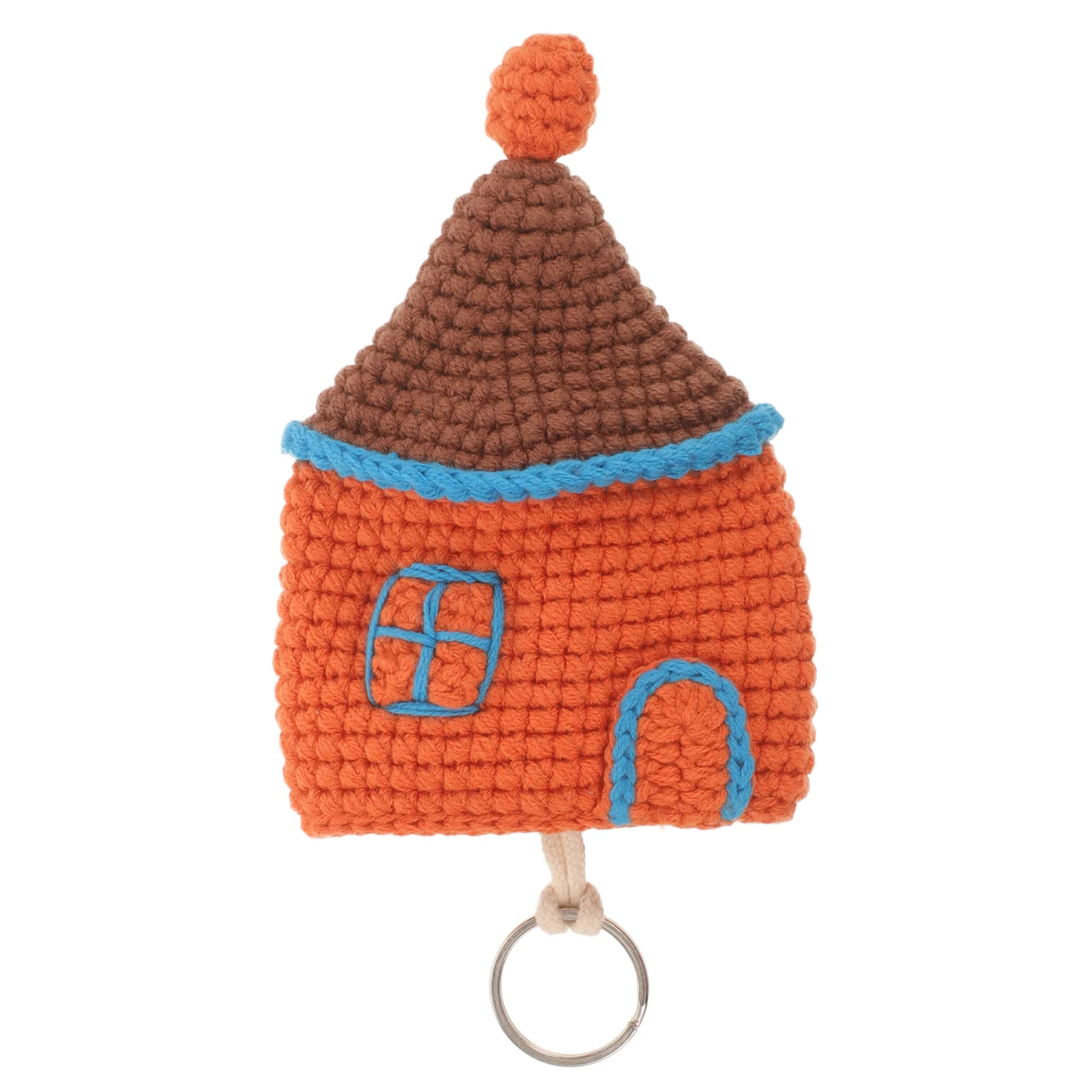 

Creative Handmade Small House Keychain Bag Knitted Key Protector Car Home Office Keys Cover Cute Wool Protective Cover