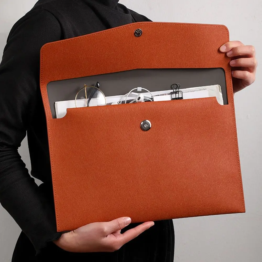 Large Capacity Faux Leather Document Bag Wear-resistant Portable Business Information Bag Simple Four-colour A4 File Storage Bag