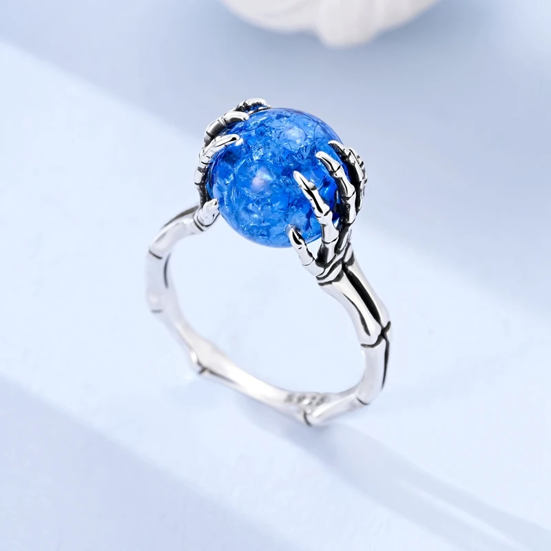 

Оригинальные женские кольца из стерлингового серебра 925 пробы, скелет, рука, бусины, циркониевое кольцо, обручальные кольца для ювелирных изделий, подарок на годовщину